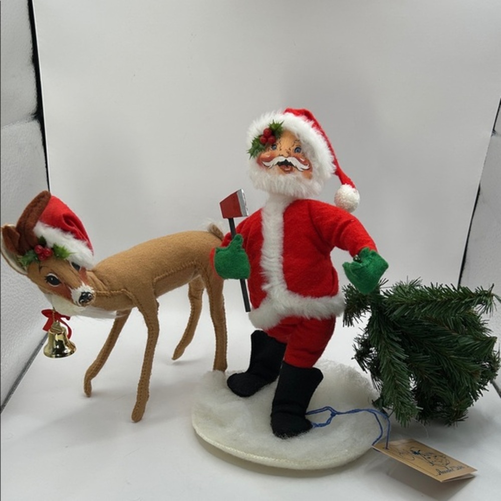 Vintage Annalee Santa with tree and Reindeer